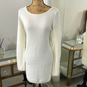White sweater dress